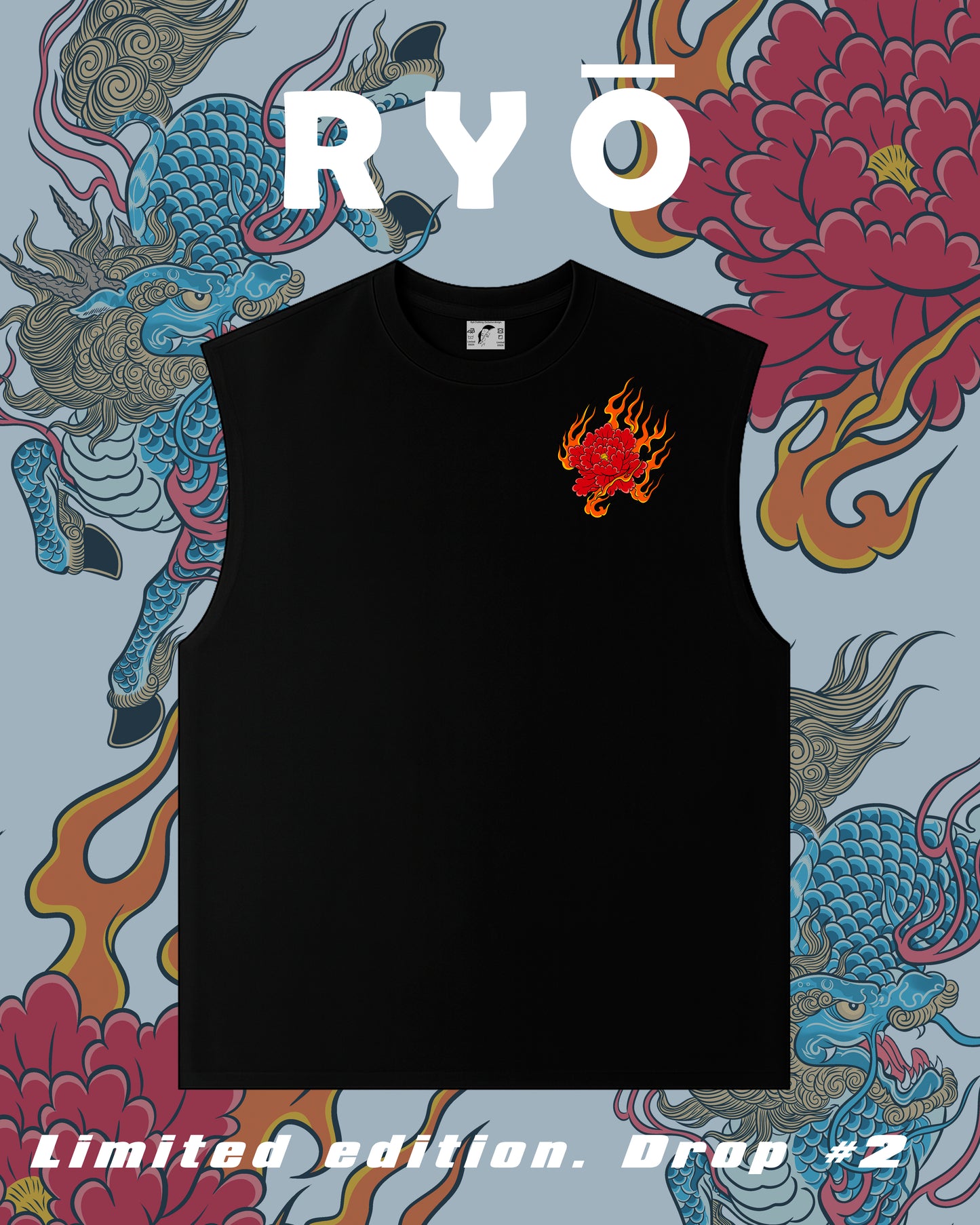 Drop#3 japo Kirin sin mangas Camiseta Oversize